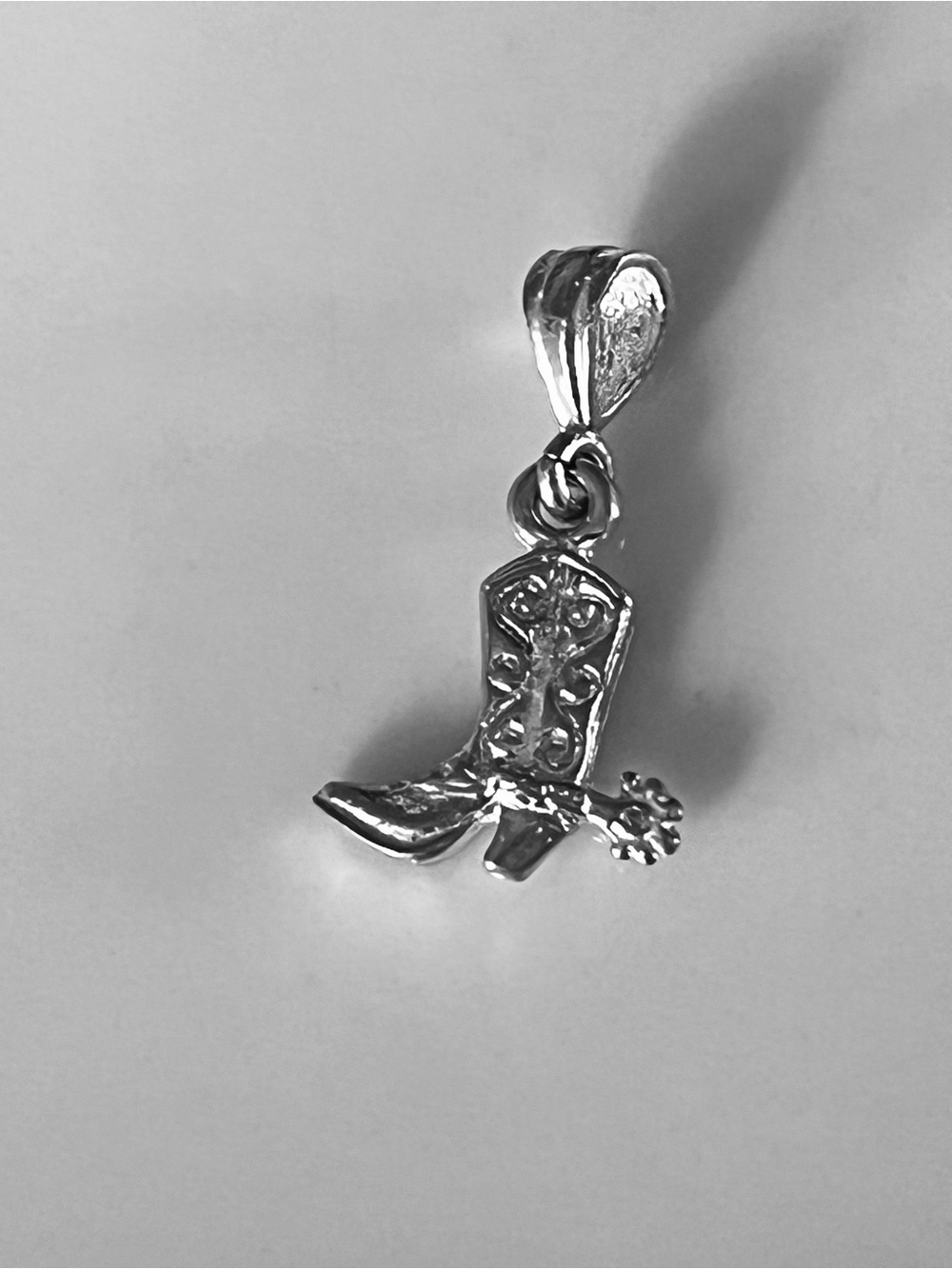 Sterling Silver Cowboy Boot Pendant Necklace Charm - Picture 9 of 10